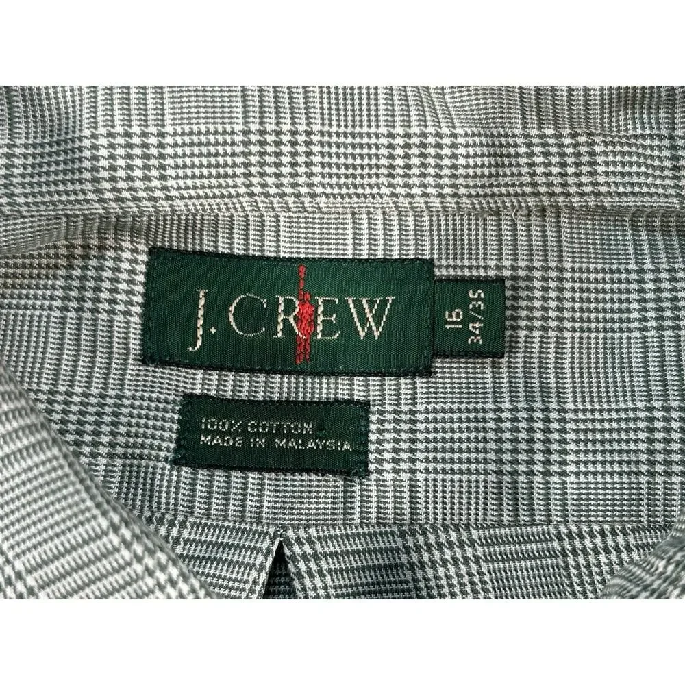Vintage J Crew Oarsman Dress Shirt Mens 16 34/35 Green Plaid Long Sleeve Cotton